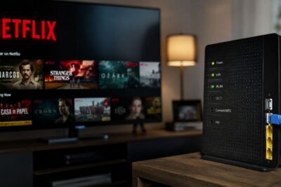Connectar la TV a internet per cable: el problema amagat Netflix en una Smart TV 4K conectada a internet por cable Ethernet junto a un router doméstico