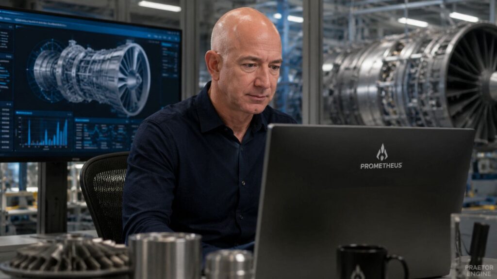 L'intel·ligència artificial de Jeff Bezos canvia el joc Jeff Bezos trabajando con Prometheus, la inteligencia artificial que diseña motores de avión, chips y dispositivos médicos.